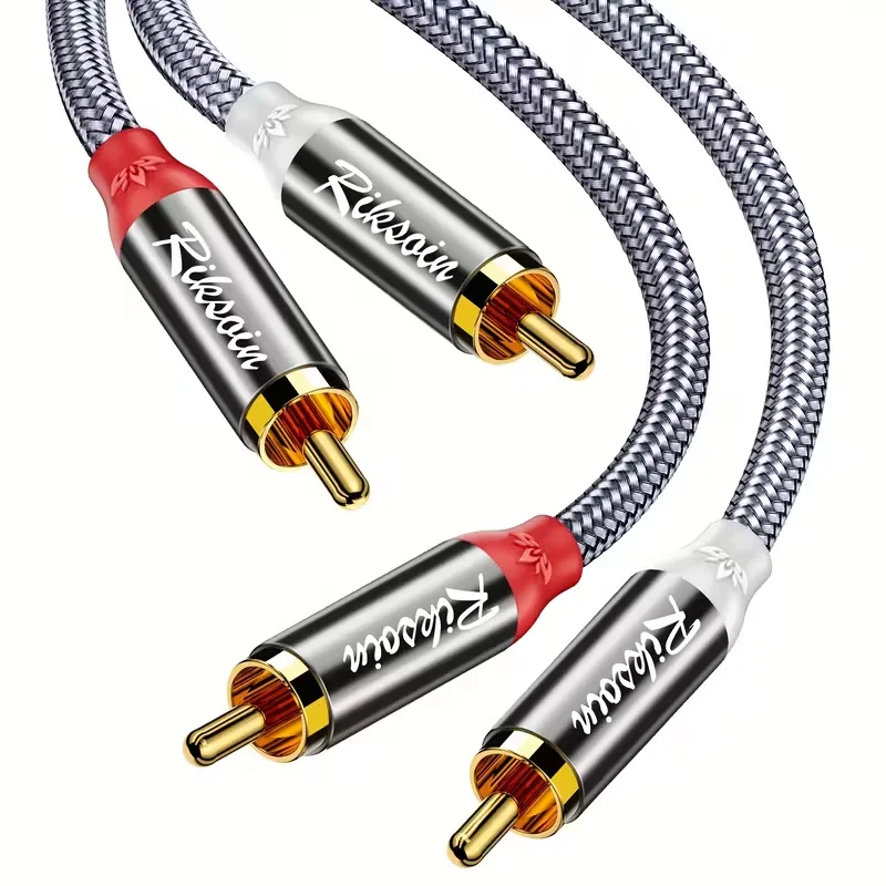 Cabo RCA RIKSOIN, Cabo de Áudio Estéreo 2RCA para 2RCA, Design Trançado Blindado para Home Theater, TV, Amplificadores, Sistemas Hi-Fi Cabo RCA RIKSOIN, Cabo de Áudio Estéreo 2RCA para 2RCA, Design Trançado Blindado para Home Theater, TV, Amplificadores, Sistemas Hi-Fi