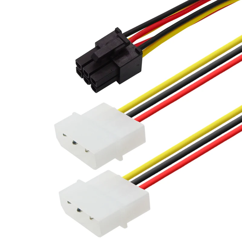1 peça 2x 4 pinos molex para 6 pinos pci express pcie cabo adaptador de alimentação de placa de vídeo 1 peça 2x 4 pinos molex para 6 pinos pci express pcie cabo adaptador de alimentação de placa de vídeo