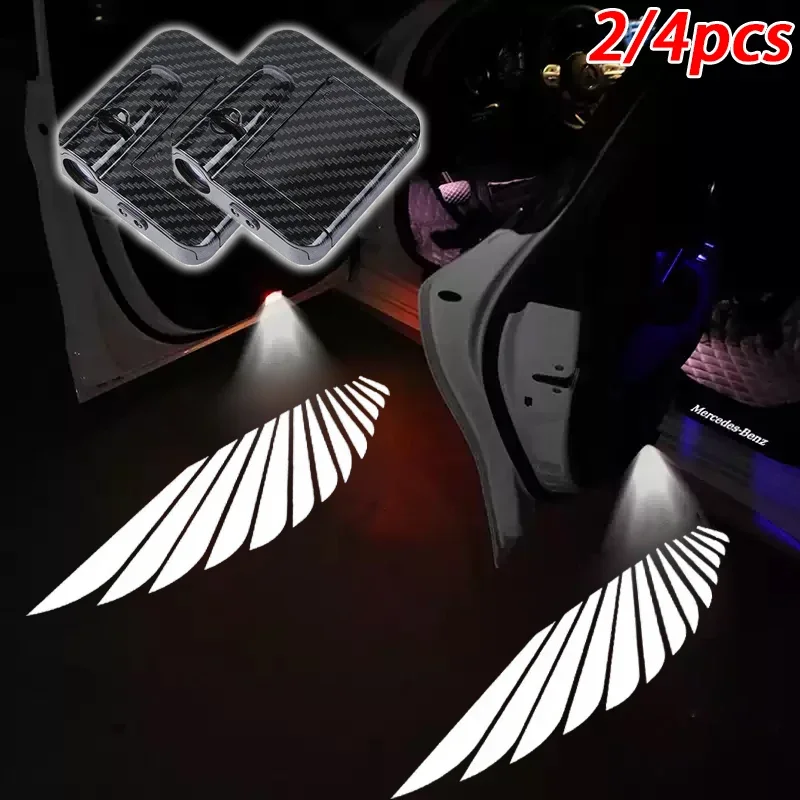 Luz de boas-vindas para carro, luz para porta de carro, asa de anjo com sensor, projetor de carro, decoração de atmosfera, luz de boas-vindas modificada para porta de carro