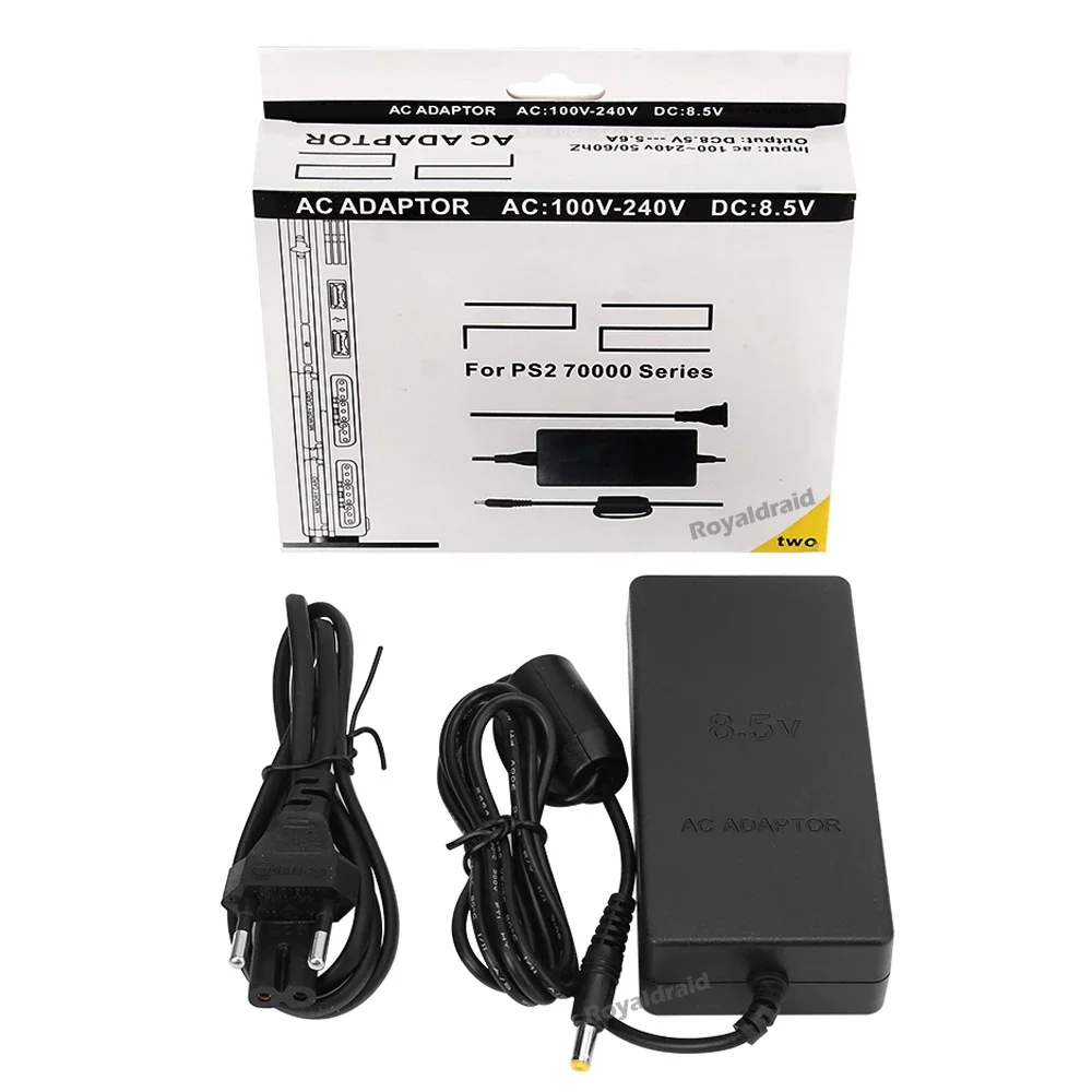 Nova fonte de alimentação para ps2 substituição adaptador ac carregador cabo 100-240v dc 8.5v para ps2 magro 70000 console plugue da ue/plug eua