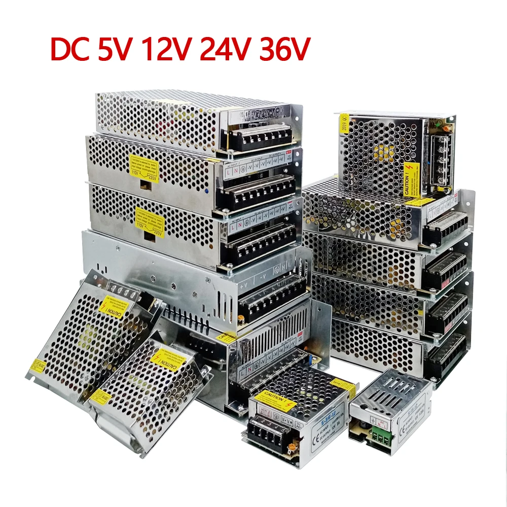 Transformadores de iluminação dc 5v 12v 24v 36v adaptador de fonte de alimentação 5 12 24 36 v 1a 2a 3a 5a 6a 8a 10a 15a 20a driver de led tira de laboratório