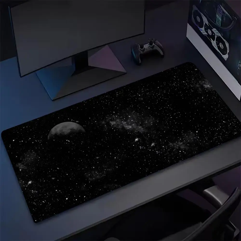 Preto cósmico planetas mouse pad grande xxl gaming borracha bloqueio teclado tapete de mesa computador portátil gamers playmat monitor trabalho escritório