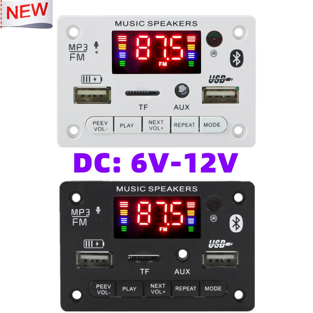 6v 12v bluetooth 5.0 módulo de placa decodificação mp3 carro sem fio usb mp3 player slot para cartão tf usb fm com microfone controle handsfree