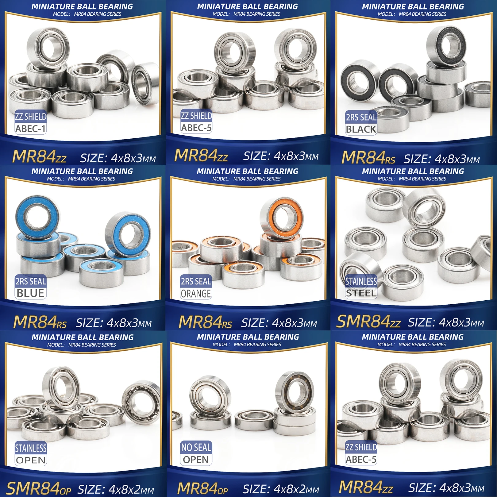 mr84 zz rolamento 4x8x3mm 10 peças mr84zz rs 2rs mr84 rolamentos de peça de mão aberta para placa de vídeo de alta velocidade para motor
