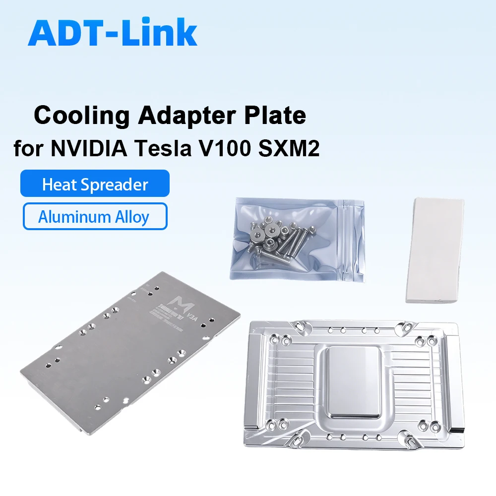 Placa Adaptadora de Resfriamento para GPU NVIDIA Tesla V100 SXM2, Placa Térmica de Alumínio para Resfriador de Água/Ar com Múltiplos Furos de Montagem