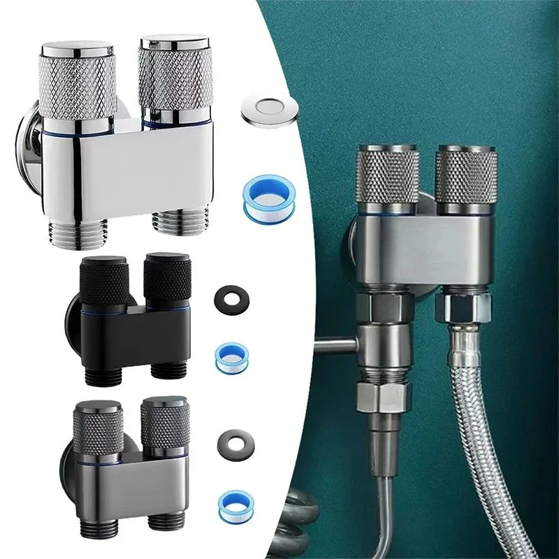 Torneira G1/2 1 Entrada 2 Saídas com Controle Duplo para Máquina de Lavar Roupa, Válvula de Esquadria para Vaso Sanitário, Acessórios para Torneira de Pia de Cozinha e Lavatório de Banheiro