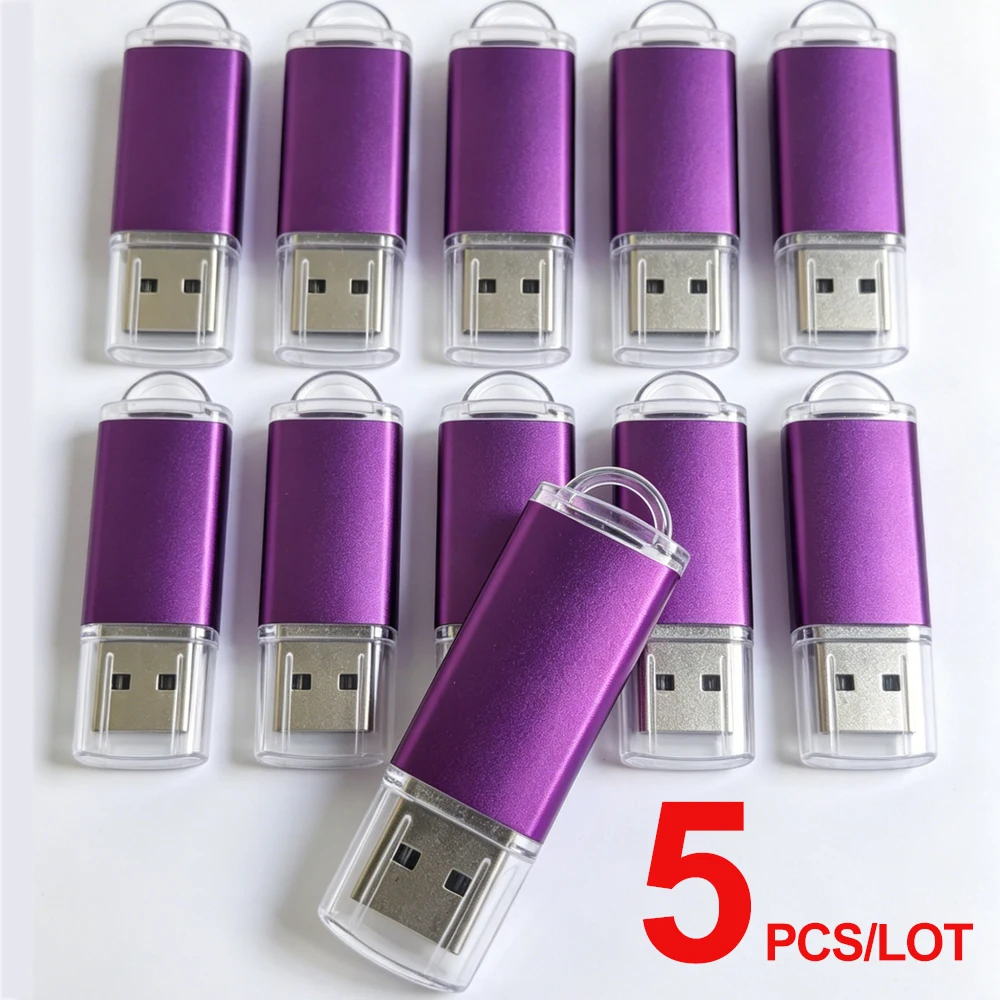 5 Pen Drives USB 2.0 de Metal de Alta Velocidade 16GB 32GB 2GB 4GB 8GB 128 MB para Presente Empresarial