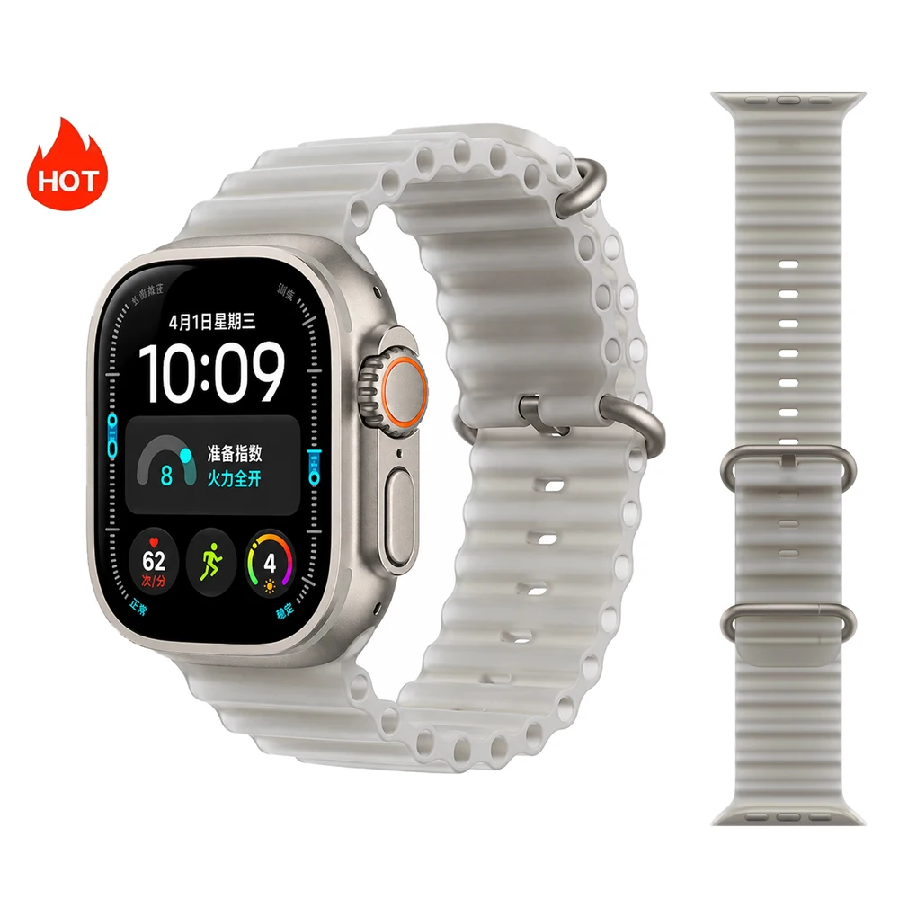 Pulseira Ocean para Apple Watch Ultra 3 4 Série 12 11 10 9 7 8 SE 49mm 45mm 46mm 42mm 44mm 40 Pulseira de silicone correa iWatch