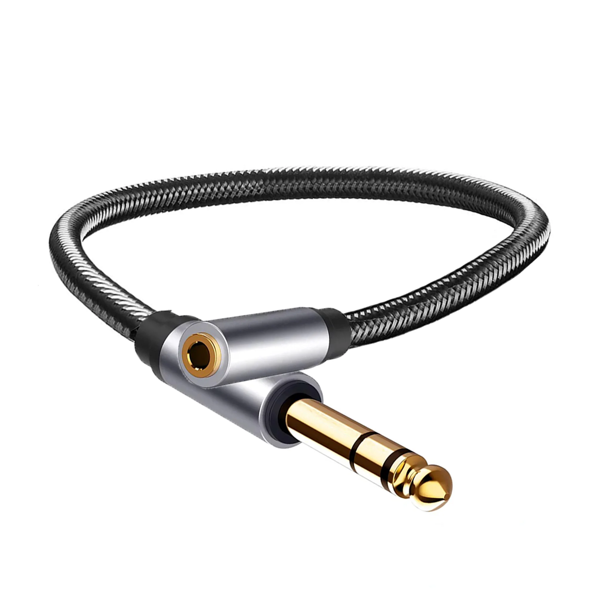 Cabo de fone de ouvido trs aux, 1/4 a 1/8, 6.35mm macho para 3.5mm fêmea, adaptador de áudio estéreo para amplificador, guitarra, home theater