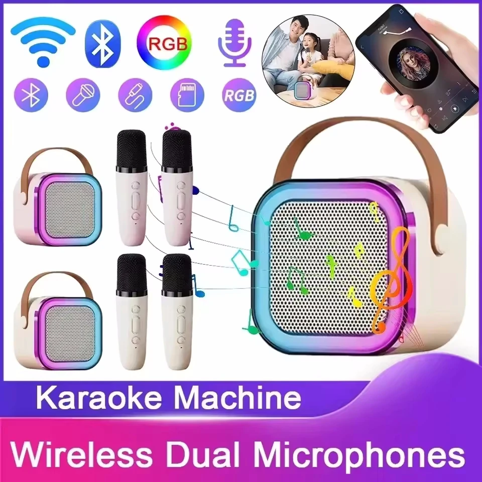 Karaokê sem fio portátil bluetooth alto-falante com máquina de microfone mini lâmpada caixa de som caixa de som música pequeno blootooth mp3