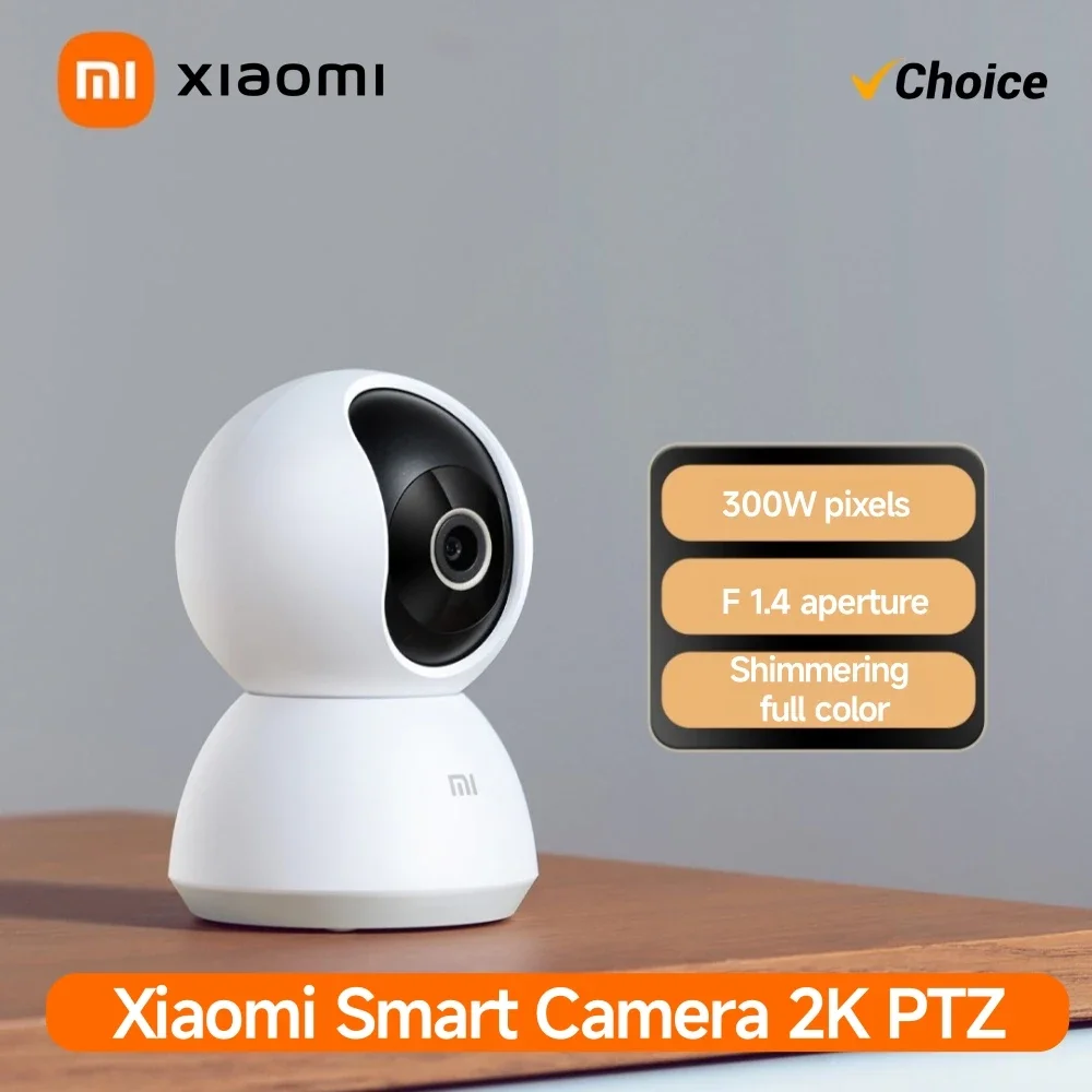 Xiaomi Smart Home 360 ° Câmera de Segurança Mi PTZ 2K Webcam 1296P 3 Megapixels com Detecção Humana por IA e Visão Noturna, Compatível com Aplicativo