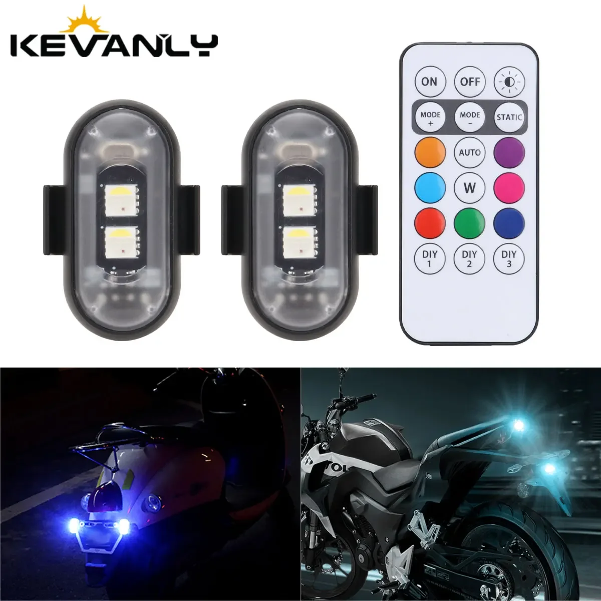 2 em 1 motocicleta led luz estroboscópica de controle remoto sem fio aeronaves luzes de advertência estroboscópicas para carro bicicleta drone motor 2 em 1 motocicleta led luz estroboscópica de controle remoto sem fio aeronaves luzes de advertência estroboscópicas para carro bicicleta drone motor