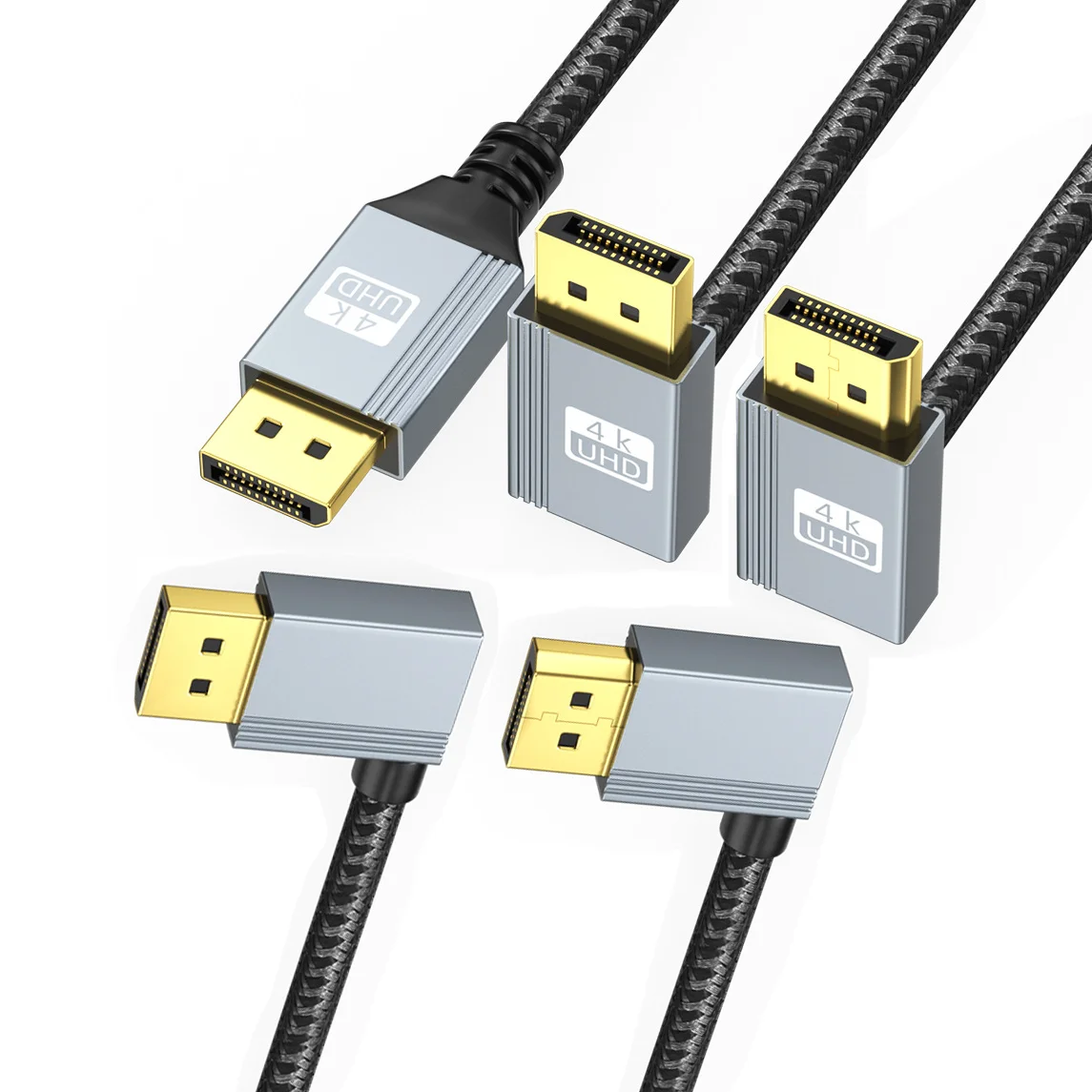 Cabos DP de 1m 2m Cabo DisplayPort de ângulo de 90 graus para cima/para baixo/esquerda/direita para laptop, desktop, placa de vídeo, porta de exibição de monitor de jogos