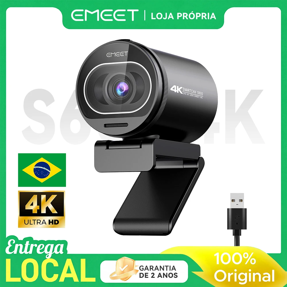 Webcam 4K 1080P 60FPS Streaming Web Camera EMEET USB Câmera S600 com sensor Sony, 2 microfones de redução de ruído, FOV 73°, foco automático PDAF, capa de privacidade integrada, câmera de streaming para jogos Webcam 4K 1080P 60FPS Streaming Web Camera EMEET USB Câmera S600 com sensor Sony, 2 microfones de redução de ruído, FOV 73°, foco automático PDAF, capa de privacidade integrada, câmera de streaming para jogos