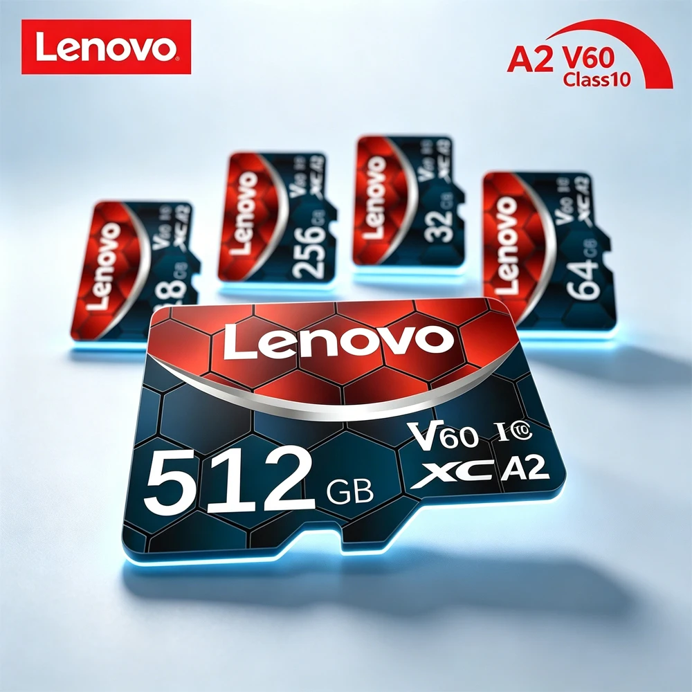 Cartão Micro SD Original Lenovo 512GB 64GB 128GB 256GB Classe 10 SDXC U3 4K Cartão de Memória TF para Drone, Telefone, Switch e Câmera