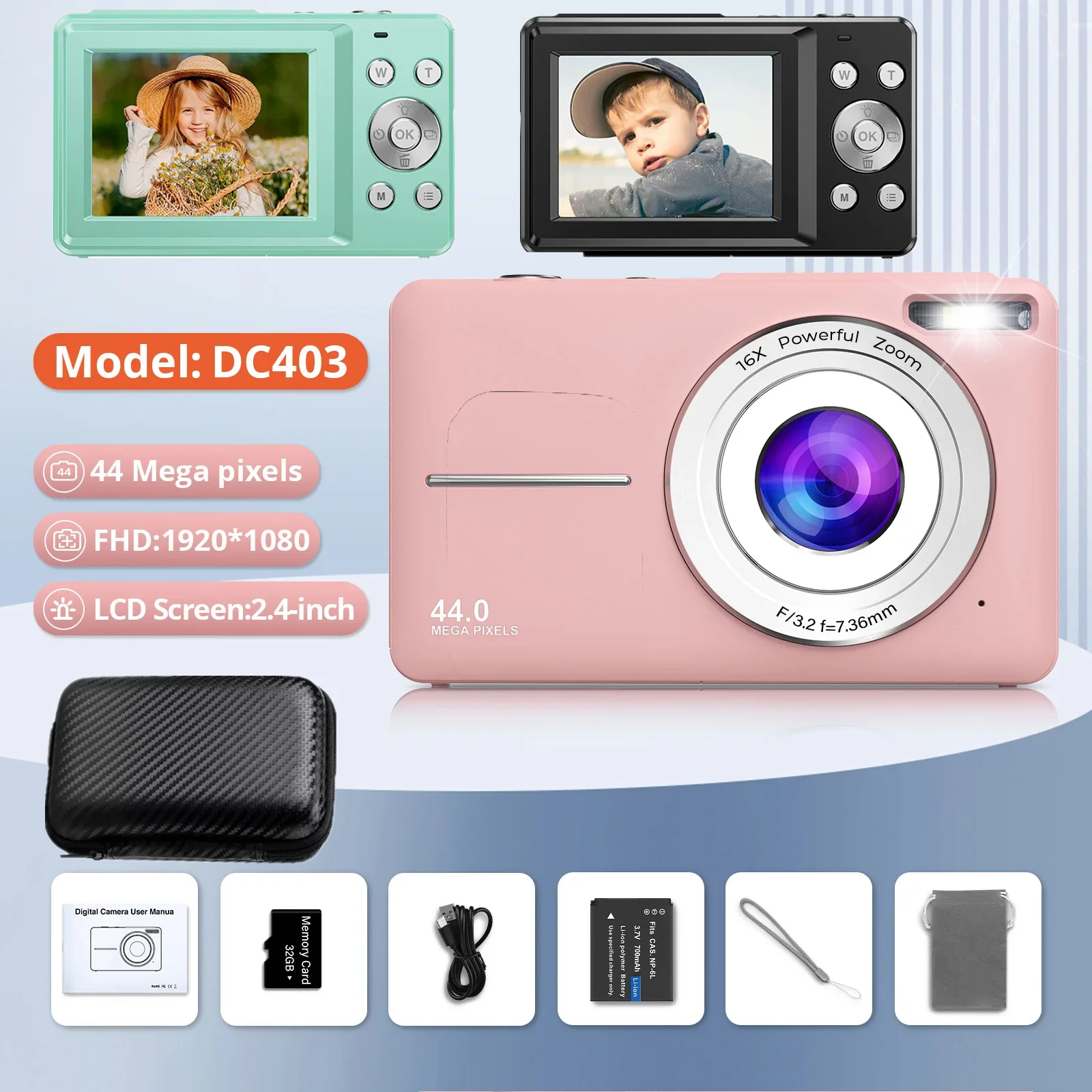 Hd 1080p câmera digital de 2.4 polegadas câmeras recarregáveis com zoom 16x câmera compacta câmeras de 44mp para crianças câmera iniciante Hd 1080p câmera digital de 2.4 polegadas câmeras recarregáveis com zoom 16x câmera compacta câmeras de 44mp para crianças câmera iniciante