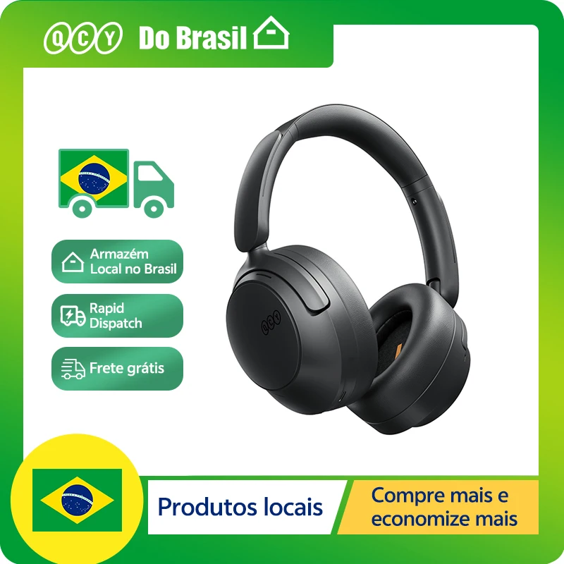 Fone de Ouvido Over-Ear QCY H3S com Som Espacial Hi-Res LDAC, Headset H3S com ANC Adaptativo de -56dB, Fone Sem Fio Bluetooth 6.0 com 102 Horas de Bateria