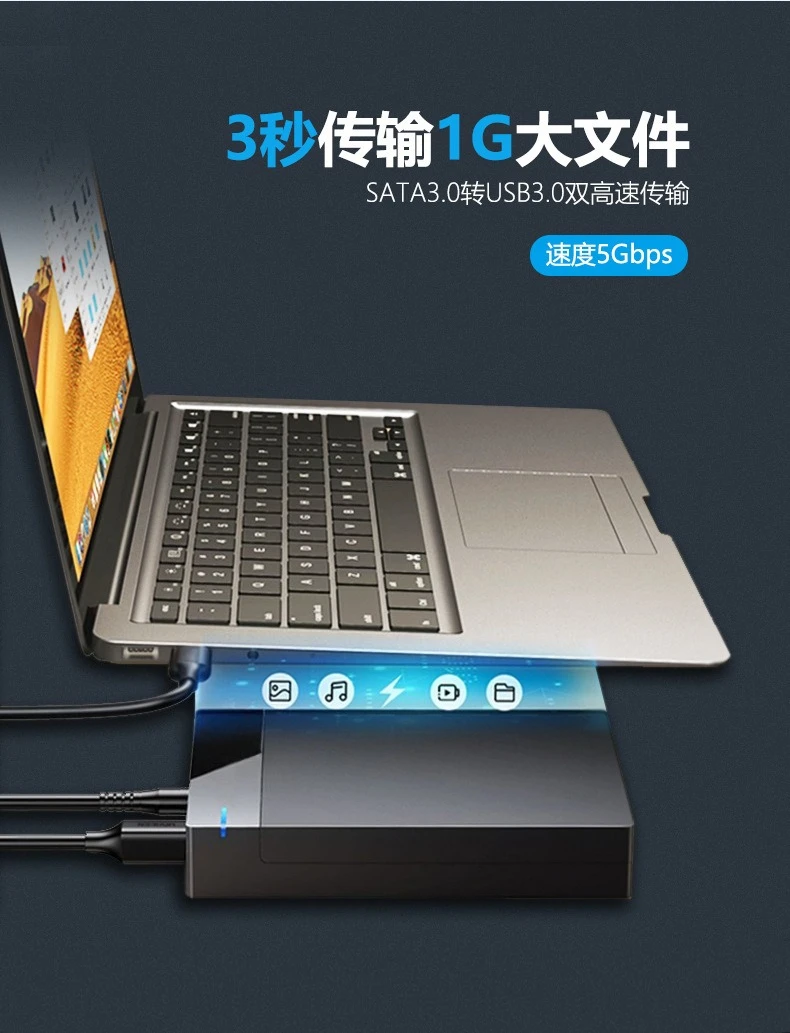 Caixa Externa para Disco Rígido USB 3.0 para SATA III, Suporte para HDD/SSD de 3,5 Polegadas, UASP 10TB para PC e Laptop
