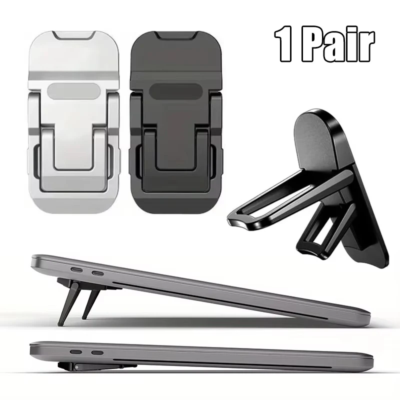 Suporte Mini Dobrável para Laptop, 2 Peças, Suporte Portátil para Teclado de Computador com 2 Ângulos Ajustáveis, Suporte Invisível Autoadesivo para Notebook