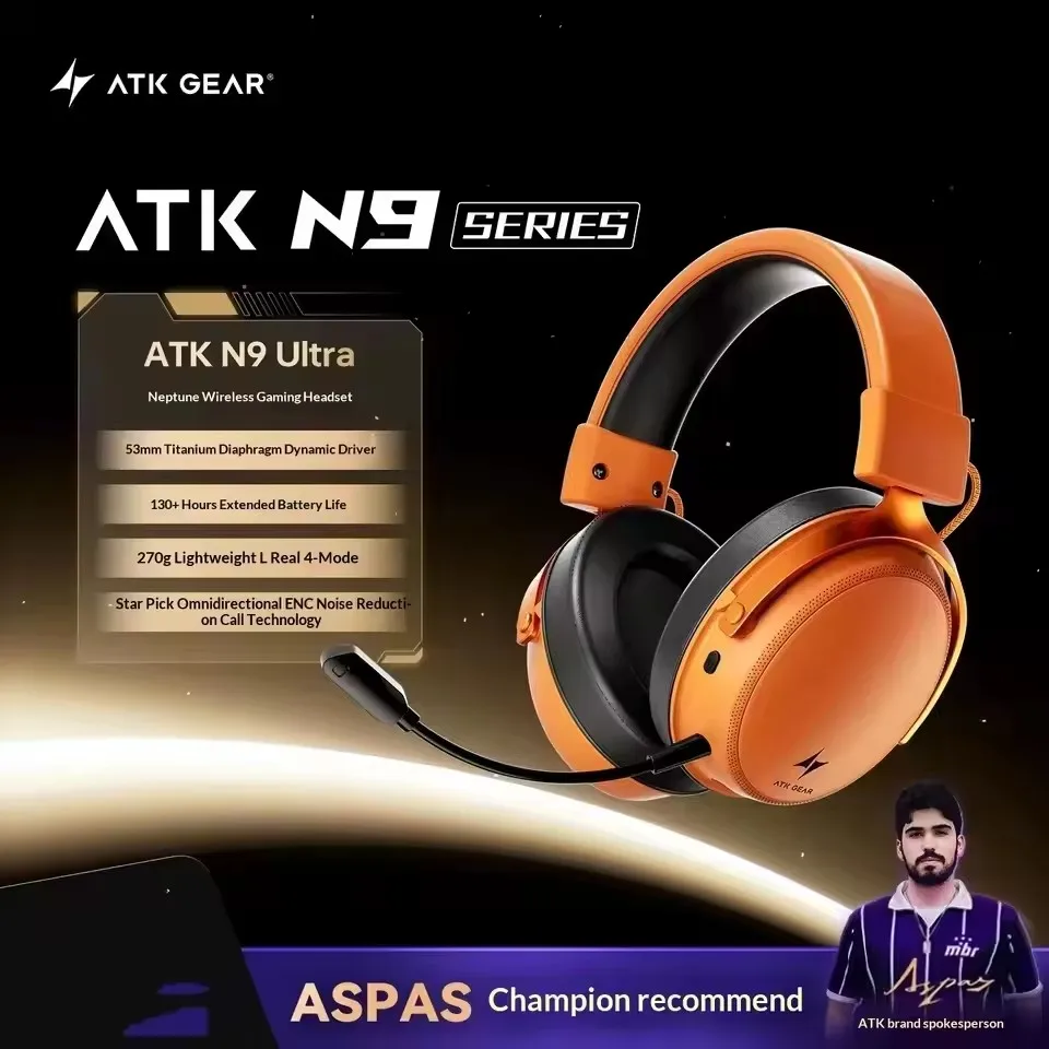 Fone de Ouvido Gamer Sem Fio ATK N9 2.4GHz com Microfone para PS5 PS4 PC Mac Playstation, Headphone Bluetooth com Microfone