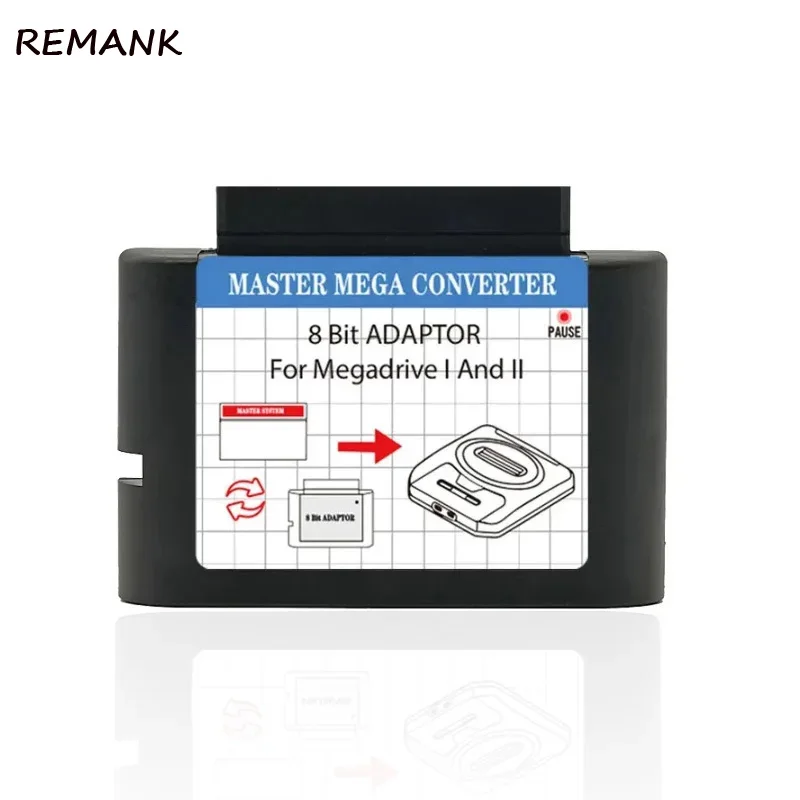 Adaptador conversor de cartucho de jogo de sistema mestre para consoles de videogame de 16 bits de primeira/segunda geração SEGA Mega Drive I/II