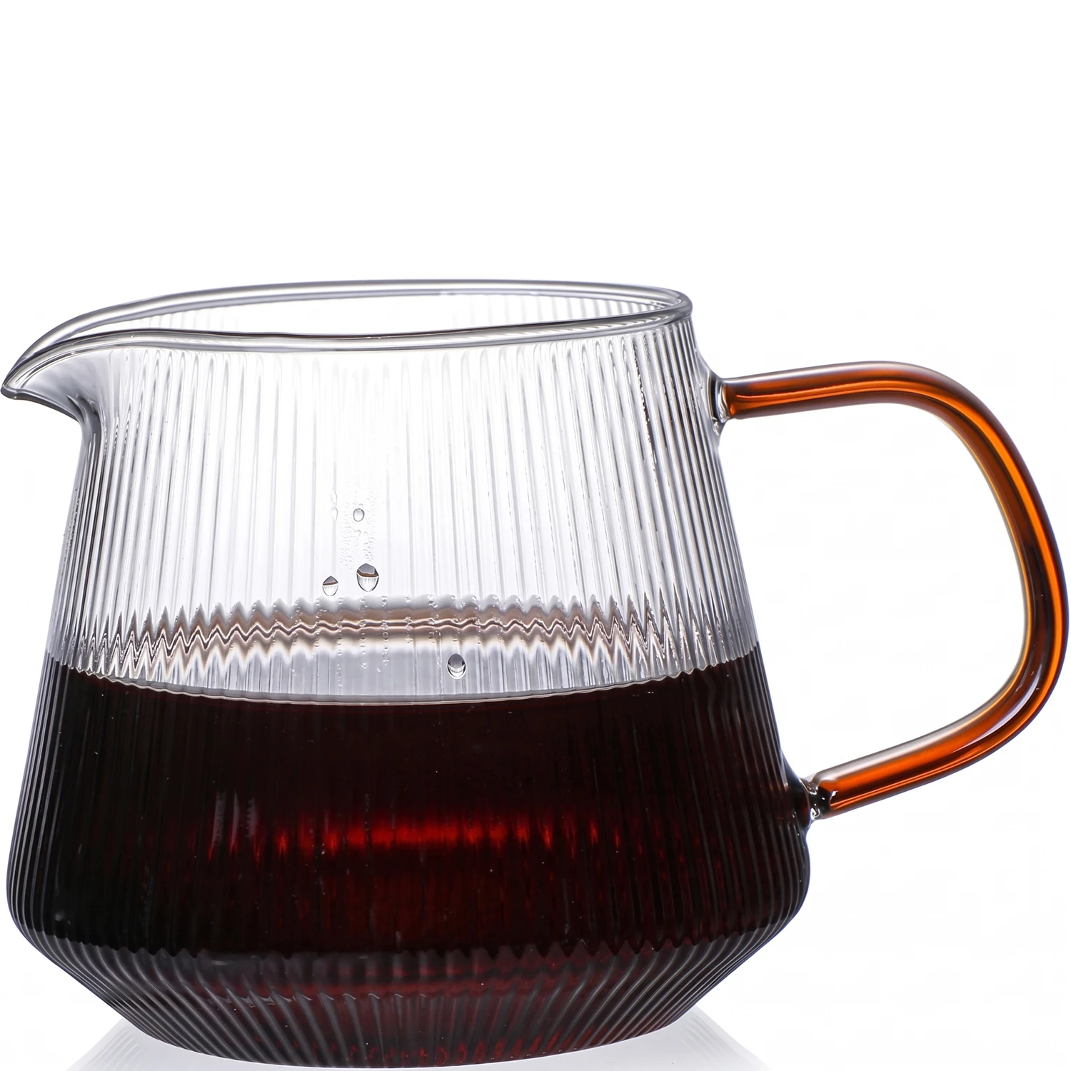 Leeseph Glass Coffee Server para Despeje o Café, Chá Vertical Listrado, Cofre para microondas, Corpo de vidro impermeável, 400ml 600ml