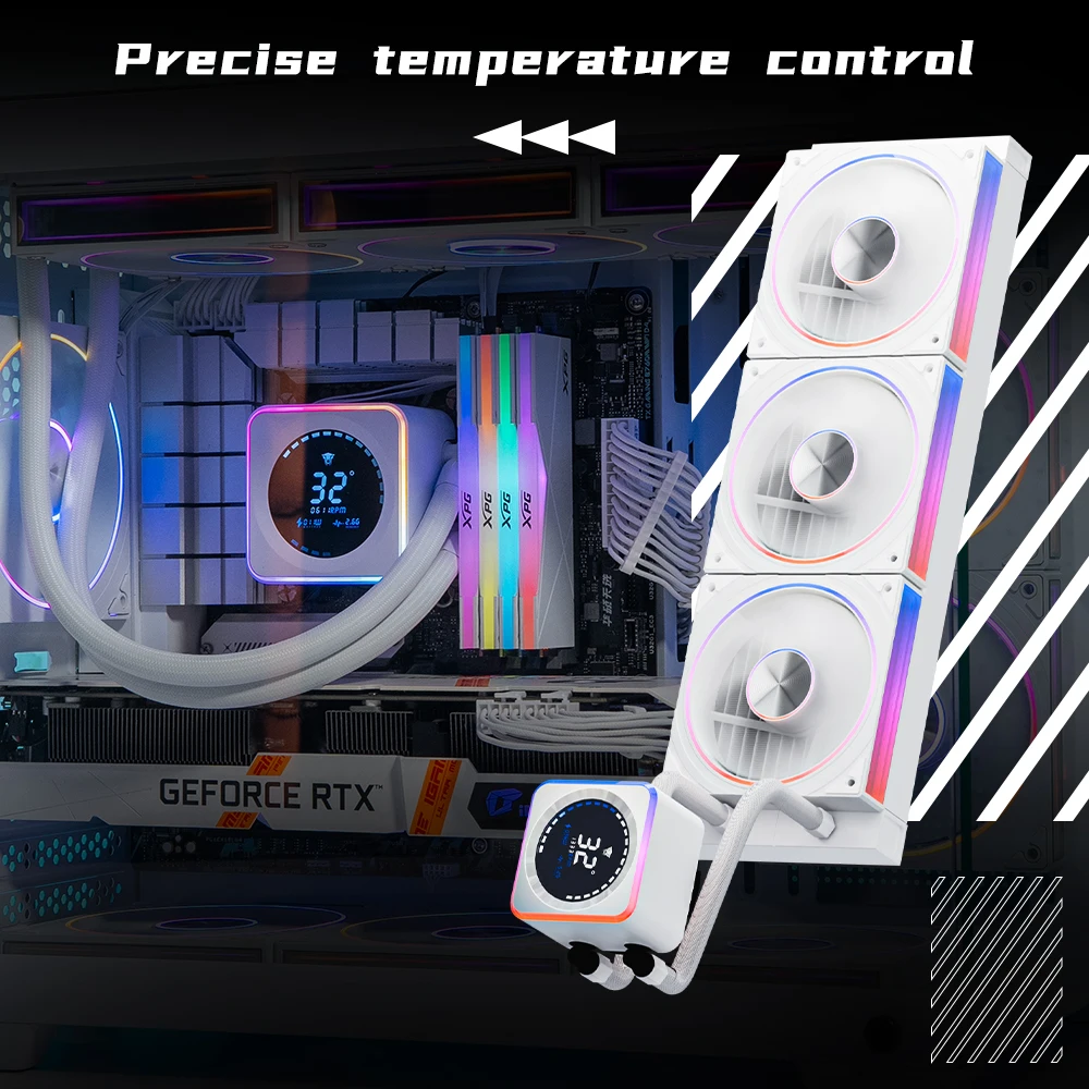 Cooler de Água para CPU de PC Jungle Leopard AstroBeat 360, Radiador Refrigerado a Água para Plataformas AM5 e 1700, com Temperatura Digital