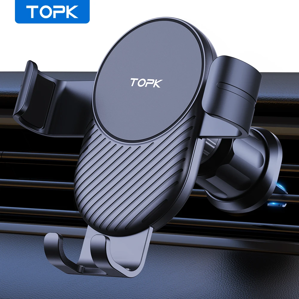 Suporte universal para telefone para carro TOPK, suporte para ventilação de ar mãos livres para carro, suporte para celular compatível com iPhone e smartphone Android