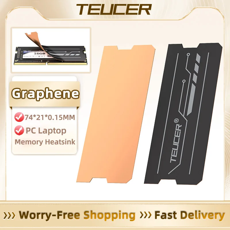 Teucer grafeno laptop ram dissipador de calor, grafeno de camada dupla e folha de cobre design radiador de memória para ddr5 ddr4 ddr3 ddr2