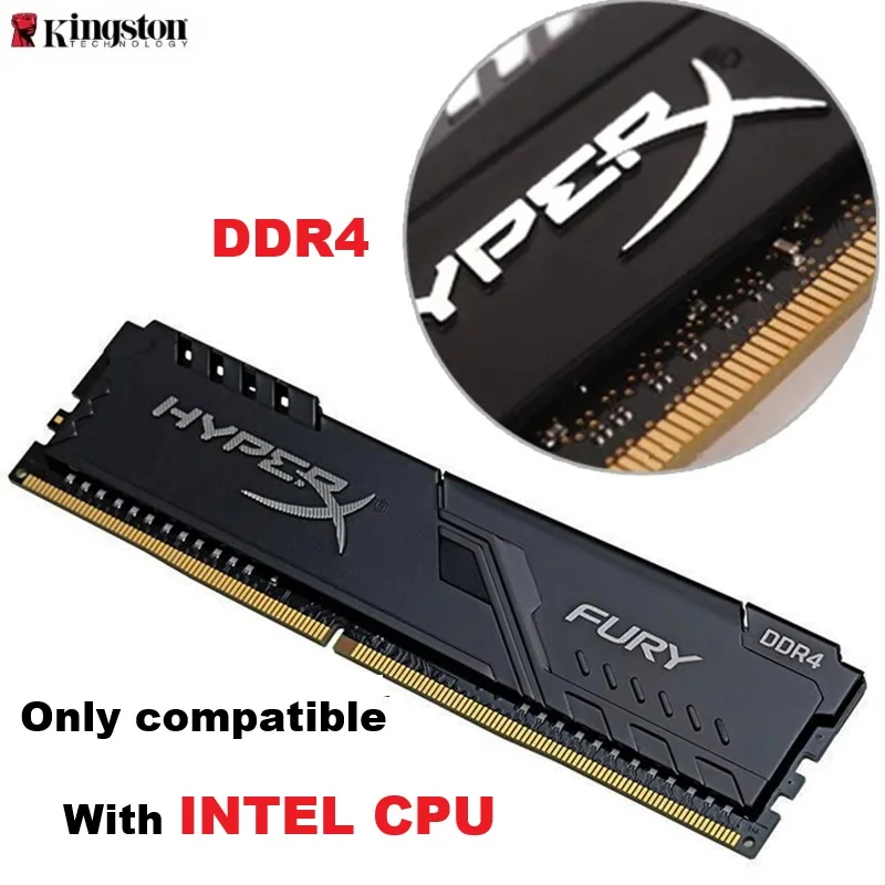 Memória RAM Kingston DDR4 para Desktop, Compatível com CPU INTEL, 4GB 8GB 16GB, Memória para Computador Gamer 3200MHz 2666MHz 2400, Alto Desempenho, Memória DIMM