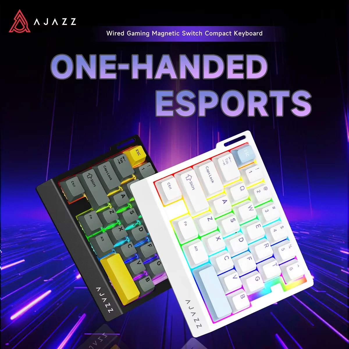 Ajazz ak029 teclado para jogos com fio com uma mão he interruptor magnético 29 teclas rgb 8000hz mini teclado mecânico para e-sports pc gamer