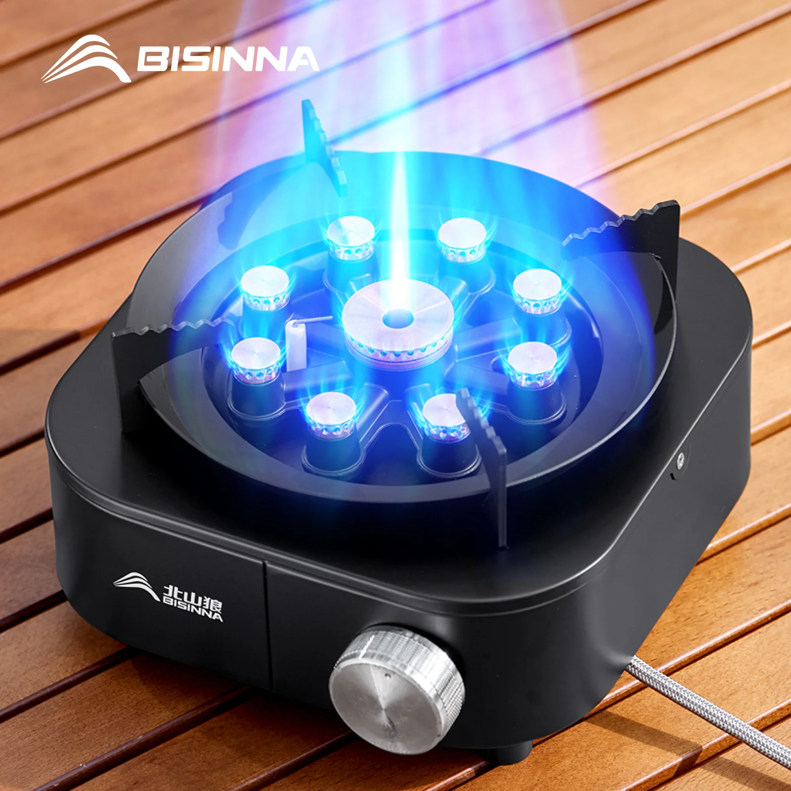 BISINNA Fogão a gás portátil para acampamento, 10000W, alta potência de fogo, queimador de fogo forte para viagens ao ar livre, churrasco, piquenique, caminhadas