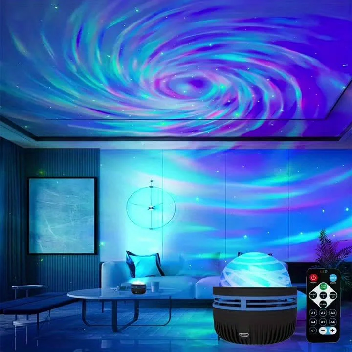 Projetor Galáxia RGB, Projetor de Estrelas com Controle Remoto, Lâmpada Noturna Alimentada por USB para Presentes de Aniversário, Decoração de Festas e Ambientes