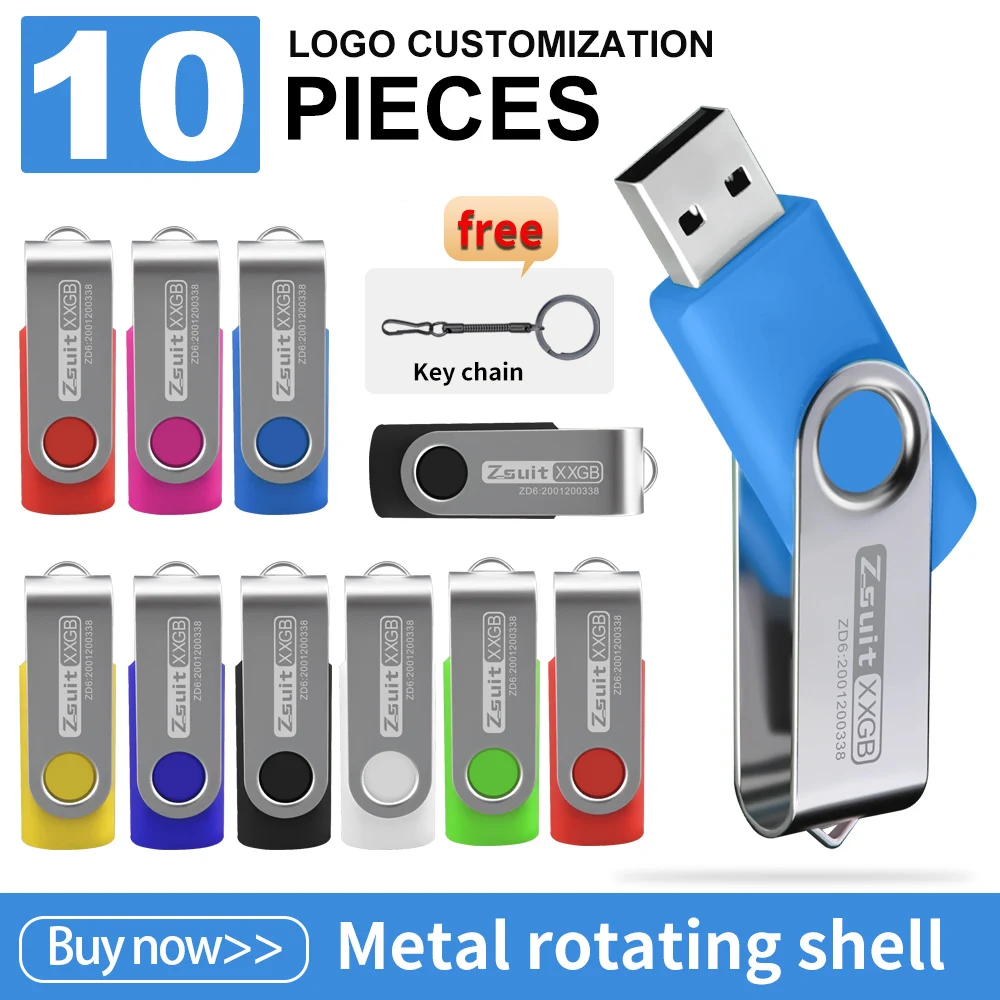 Zsuit 10 peças unidades flash usb personalizadas gratuitas 4gb 8gb 16gb pen drive 32gb 64gb 128gb usb varas pendrive 512mb presente memória vara usb
