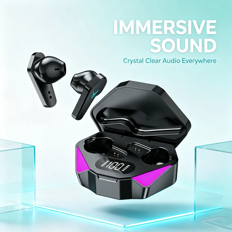 Novos Fones de Ouvido Bluetooth X15 TWS, Fones de Ouvido Sem Fio, Fones de Ouvido com Baixa Latência de 65ms, Headset para Esportes e Jogos, Fones de Ouvido Gamer com Microfone para Xiaomi