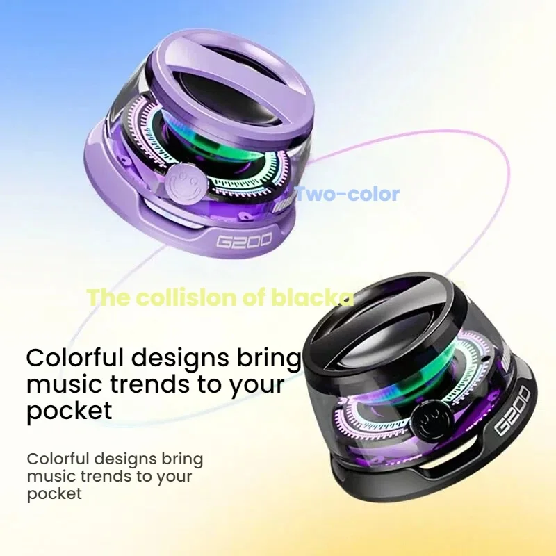 Caixa de Som Bluetooth Portátil HECATE G200 com Iluminação RGB, Alto-falante Magnético BT5.3, Mini Caixa de Som com 7 Horas de Reprodução e Suporte para Telefone