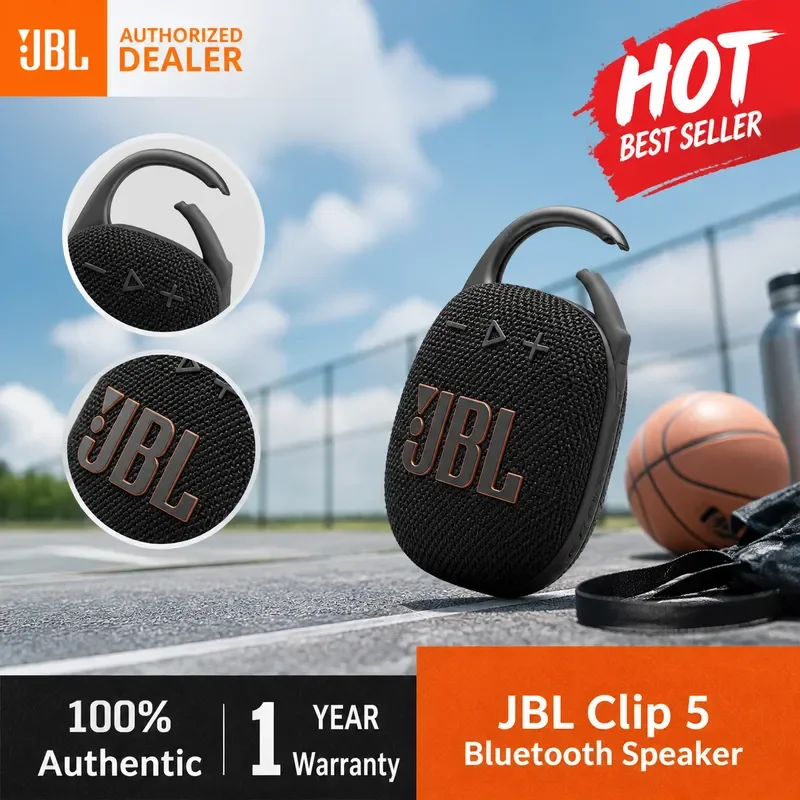Caixa de Som Bluetooth Portátil JBL Clip 5 para JBL Clip 5 | Caixa de Som Externa à Prova d'Água e Poeira com Garantia Local de 1 Ano