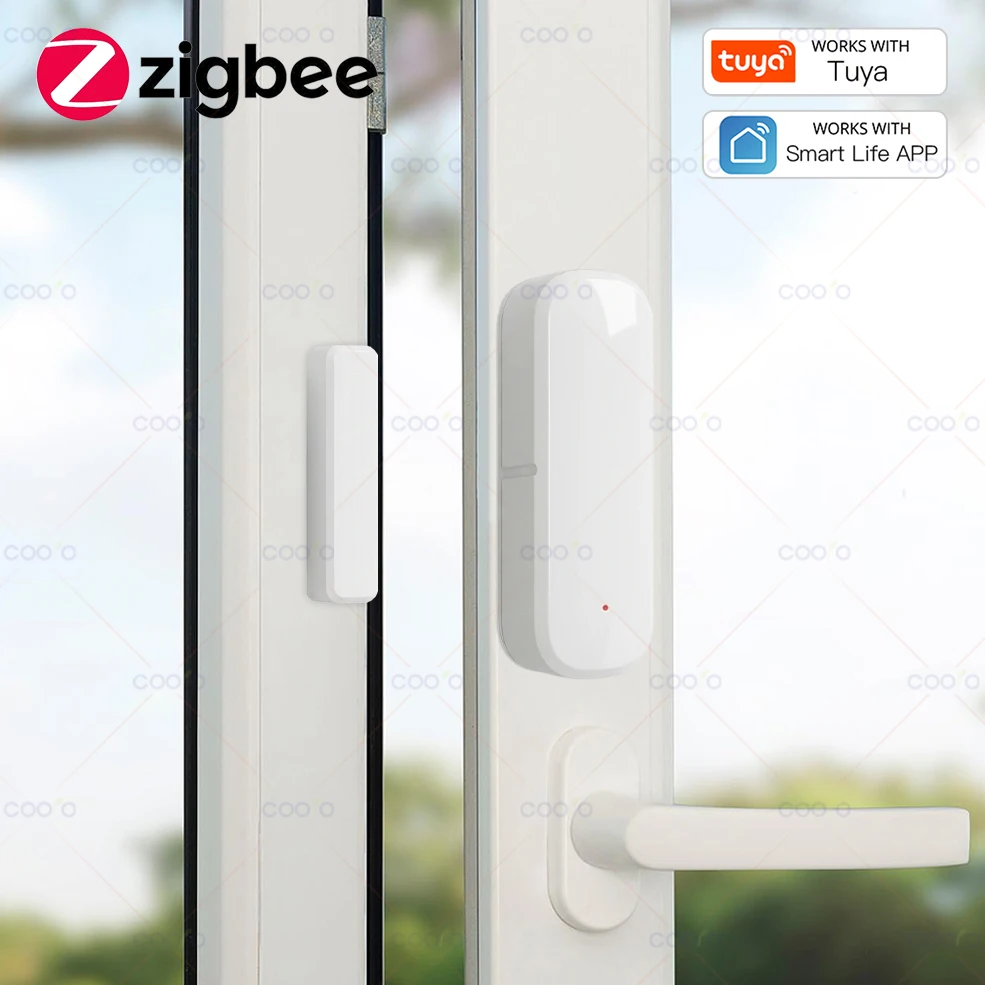 Tuya zigbee sensor de porta janela sensor contato aberto fechado detector casa inteligente alarme proteção segurança trabalho com vida inteligente