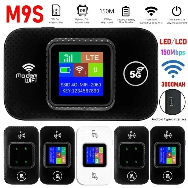 Roteador Móvel 4G WiFi 6 com Suporte para 10 Usuários e Slot para Cartão SIM, Roteador Sem Fio Portátil para Casa e Viagem