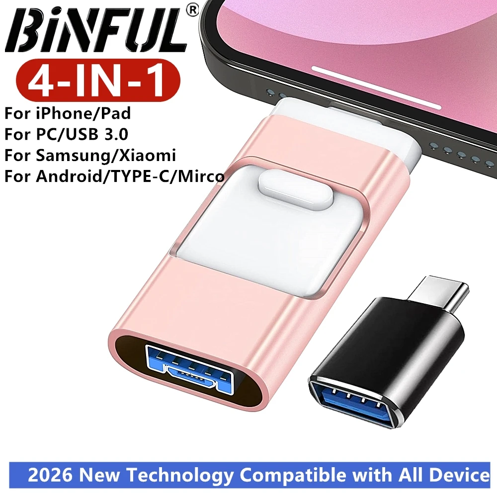 Pen Drive USB 3.0 para iPhone, 512GB, 256GB, 128GB, 32GB, para Samsung e iPad com interface Micro Android TYPE-C, armazenamento de fotos
