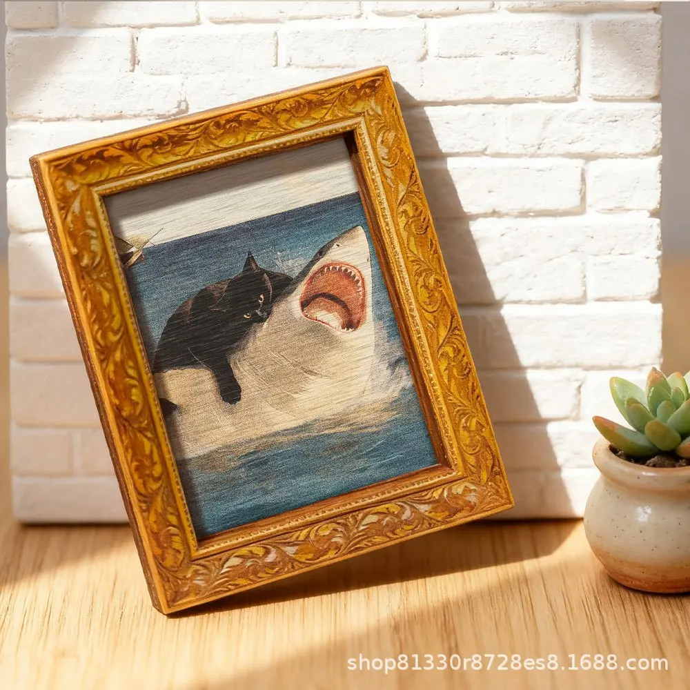 Imã de Geladeira Engraçado com Arte de Gato Tubarão, Imã Decorativo Estilo Retrô para Refrigerador, Cozinha, Armário, Escritório e Uso como Presente