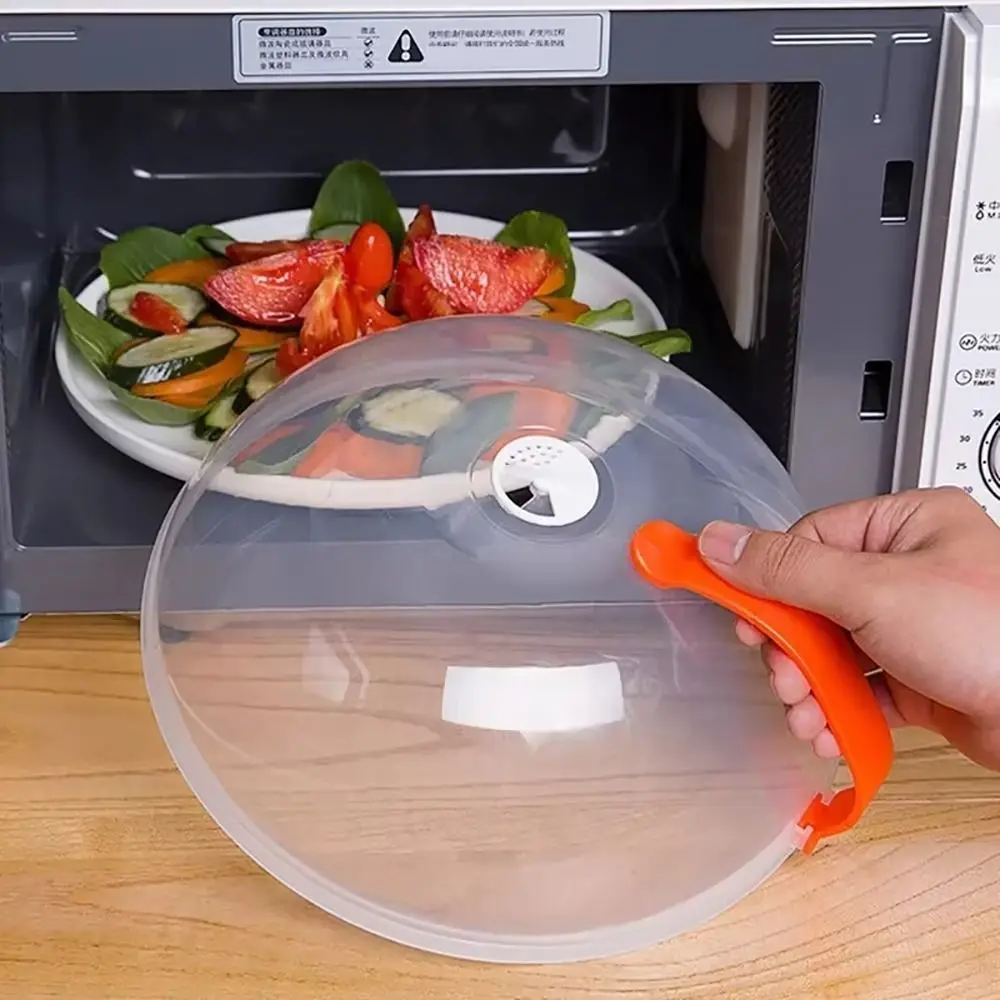 1pc microondas aquecimento respingo capa de plástico microondas alimentos capa empilhável anti respingo placa tigela capa com aberturas de vapor