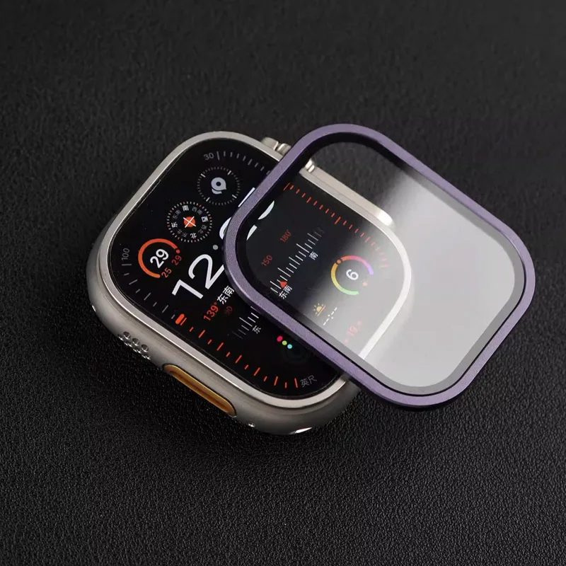Vidro temperado para apple watch ultra 49mm, estrutura de metal de titânio, película anti-arranhões para série ultra 2, acessórios protetores de tela Vidro temperado para apple watch ultra 49mm, estrutura de metal de titânio, película anti-arranhões para série ultra 2, acessórios protetores de tela