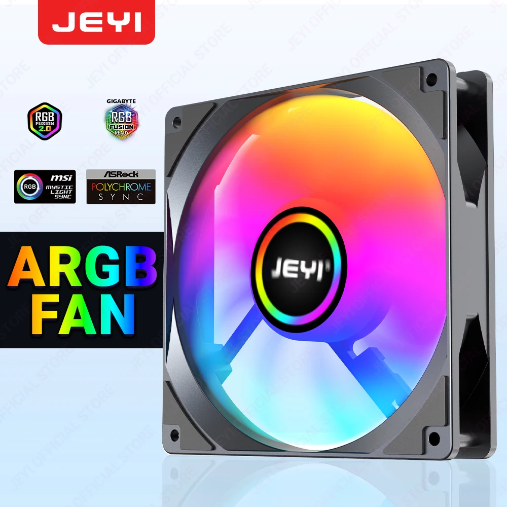 Jeyi 120mm pc argb ventilador de refrigeração aura sincronização rgb ventiladores de computador ultra silencioso ventilador com 4pin pwm e 5v 3pin porta argb