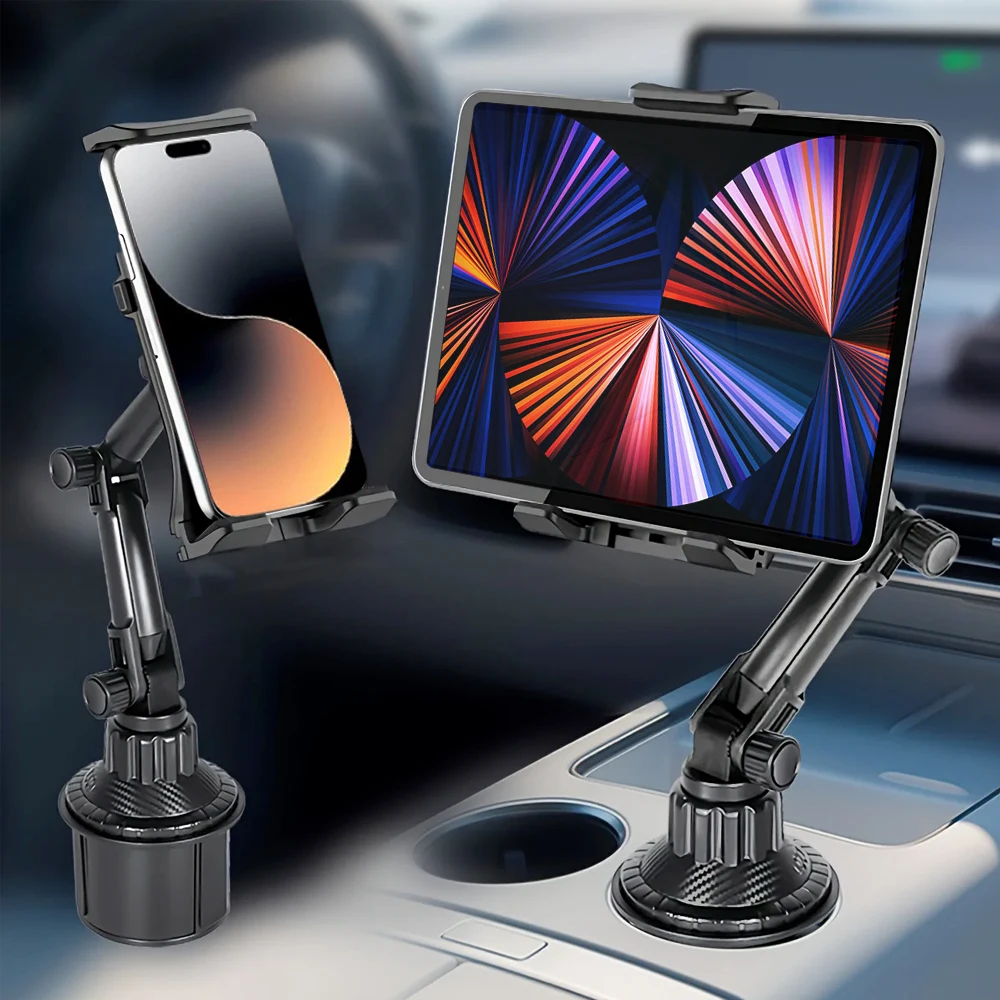 Suporte para tablet de carro, slot para copo 360 ajustável, suporte para smartphone, barra de inclinação 270, base triangular, montagem ram, ferramentas suv para ipad pro 11 air