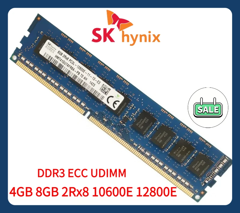 SK hynix 4GB 8GB 2Rx8 PC3L-10600E 12800E DDR3 PC3 1333 1600MHz Pure ECC UDIMM Servidor sem buffer estação de trabalho memória RAM