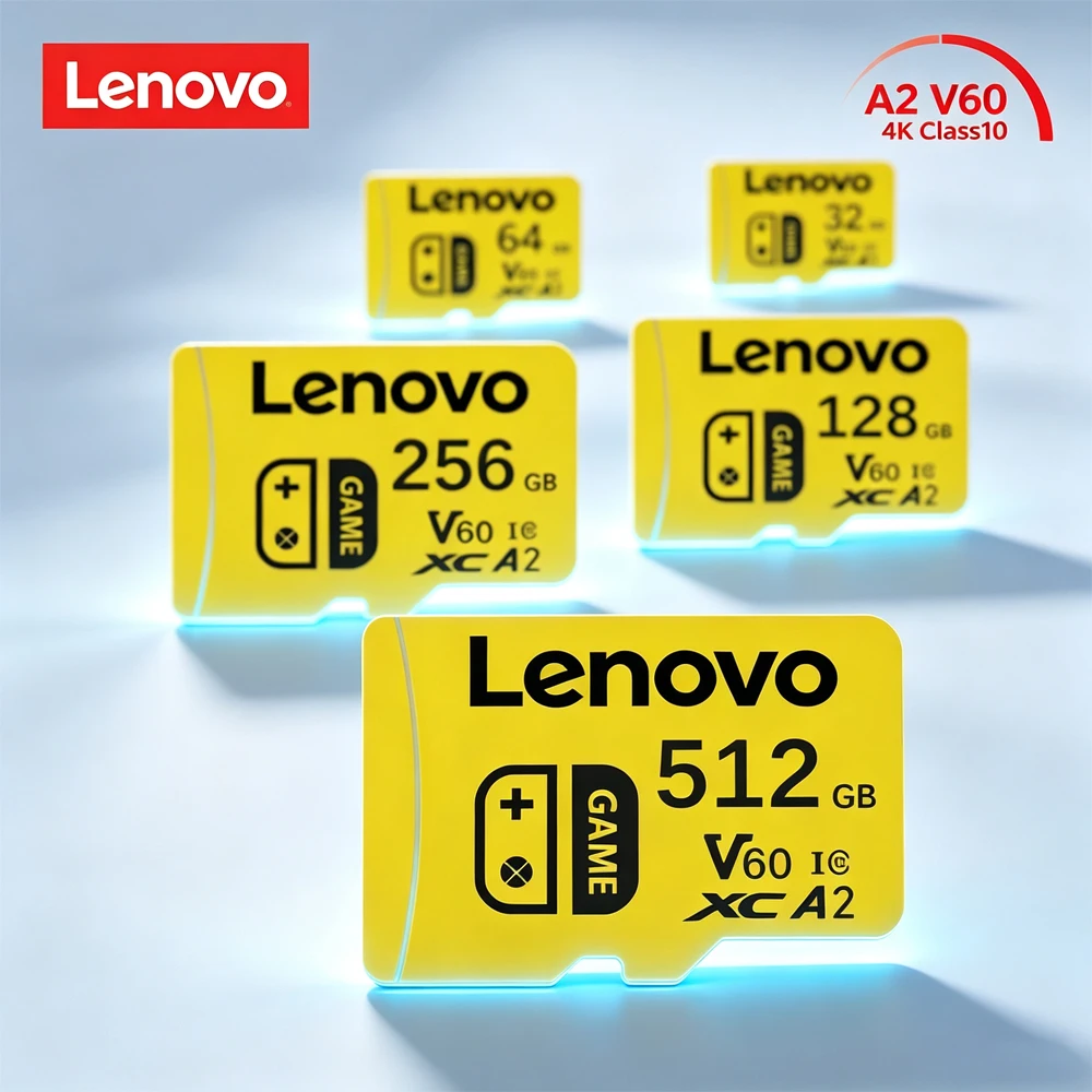 Cartão Micro SD de Alta Velocidade Lenovo para Expansão de Armazenamento Nintendo Switch 512GB 256GB 128GB 64GB Classe 10 U3 V60 Memória Flash TF