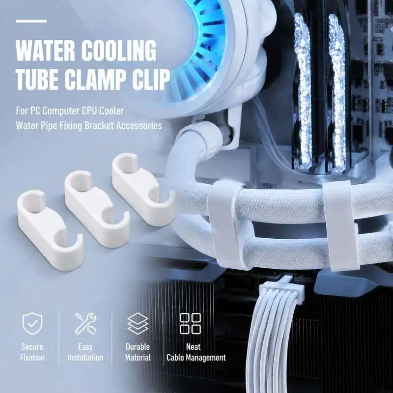 Clipe de fixação para tubo de refrigeração a água para PC, cooler de CPU, acessórios de suporte para fixação de tubo de água
