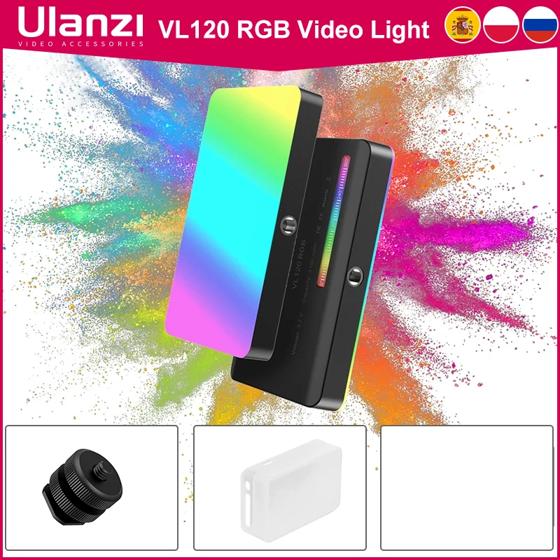 Ulanzi VL120 RGB Câmera Luz de Vídeo Mini Portátil 3100mAh Fotografia Iluminação Smartphone Vlog Luz de Preenchimento Luz de Vídeo RGB