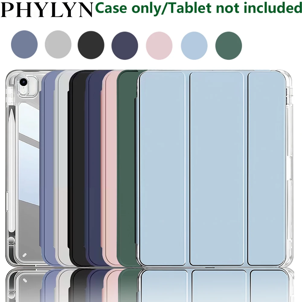 Capa cristalina para ipad 5 6 7 8 9 10 11 air 11 13 polegadas/mini 6a 7a geração/pro 11 12.9 (3a/4a/5a/6a geração) com suporte para caneta